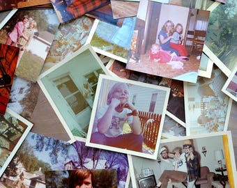 Vintage Color Photo Lot (2 oz): 1950s-1990s Scrapbooking Ephemera