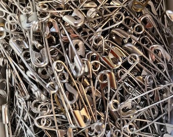 Vintage Metal Safety Pins - One Dozen - Small, Medium, Large