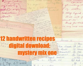 Vintage Handwritten Recipes: Printable Dinner Club Collection (Digital Download)