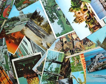 Vintage Color Postcards, Unused 1950s-80s Era, Snail Mail, Set of 12