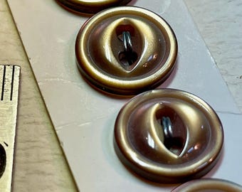 7 brown 1960s vtg plastic buttons | 2 hole flat | size 11/0.27&quot; | new old stock