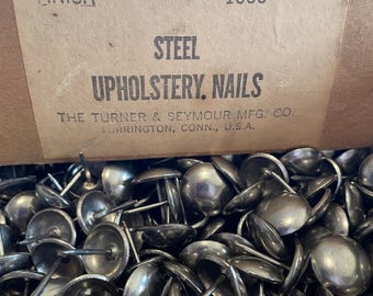 Vintage Steel Upholstery Nails • Turner & Seymour Nos • Large Domed Furniture Tacks • Made in Usa