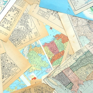 Vintage Map Ephemera: Atlas Pages for Scrapbooking & Journals (1/8 lb)