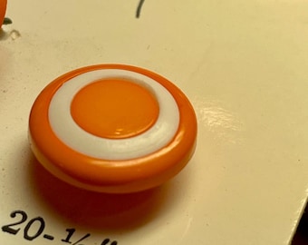 4 orange 1960s vtg plastic buttons | shank style | size 20/0.5&quot; | new old stock