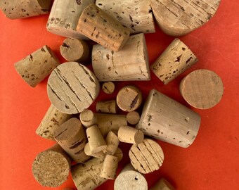 Natural Tapered Cork Stoppers: Mixed Lot, Upcycle Crafts, New Old Stock (Dozen)