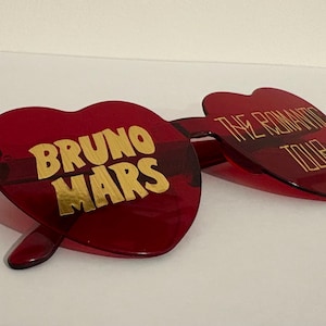 Bruno Mars Gold and Red The Romatic Tour Custom Concert Glasses | Bruno Mars Merch Memorabilia - 24K magic