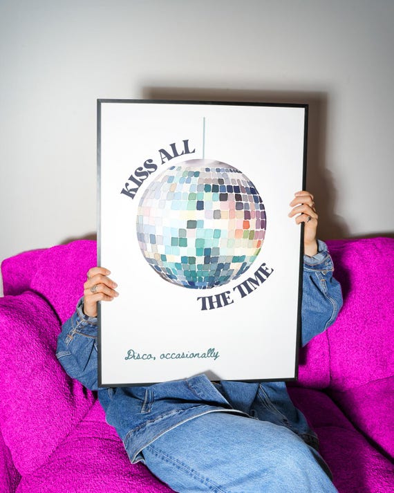 Harry Styles Disco Ball Art Print: Kiss All The Time. Disco, Occasionally. A3 A4 A5