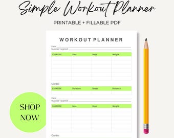 Workout Tracker Printable, Daily Gym Log, Fitness Tracker PDF, Instant Download