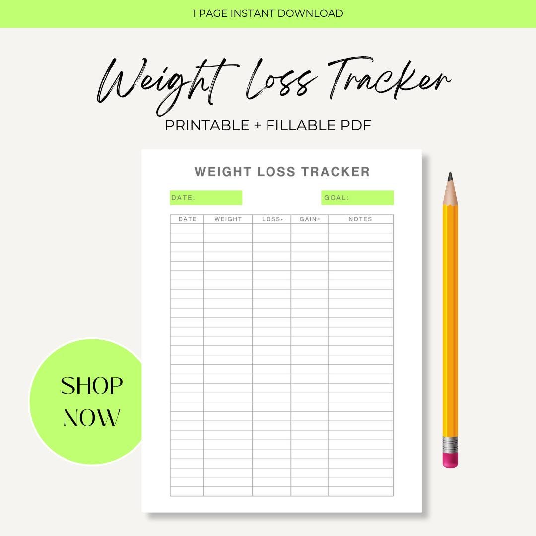 Fat Tracker Notebook Weight Loss Tracker Printable, Fitness Progress Tracker, Fat Loss PDF ...