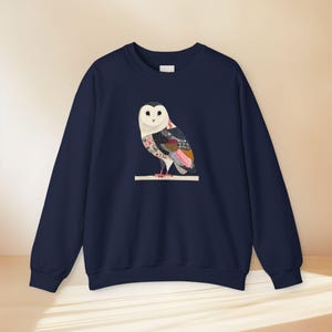 Floral Patchwork Barn Owl Sweatshirt | Nature Bird Crewneck
