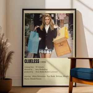 Póster de la película Clueless, arte nostálgico de los 90, impresión con frase &quot;As If&quot;, Alicia Silverstone, decoración de pared de comedia adolescente, moda de Beverly Hills