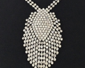 Vintage Rhinestone Pendant Necklace, 1950's 1960's Jewelry