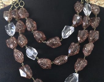 Naszyjnik Graziano Vintage Goldtone Chunky Chain z 3-pasmowymi koralikami Lucite