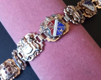 Bracciale vintage in stile araldico con stemma, gioielli anni '50 e '60