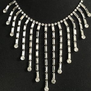 1950s 1960s Vintage Rhinestone Necklace Bracelet Set 2 pc. Vintage Jewelry Lot
