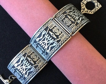 Alice Seely Abstract, Modernist Panel Link Bracelet Pewter - Etsy