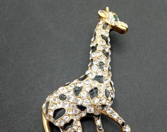 Vintage Rhinestone Figural Giraffe Brooch Pin