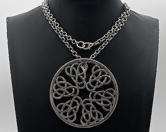 Collier/pendentif Ethnique Années 70 - Perles Et Métal Argenté - Occasion