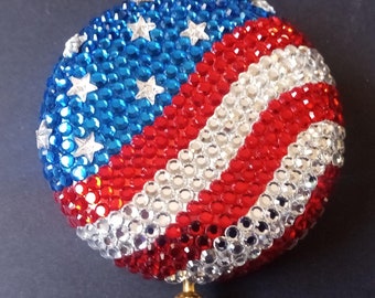 ESTEE LAUDER ストーン装飾 コンパクトミラー Estee Lauder Vintage Rhinestone Flag Collectible Powder Mirror