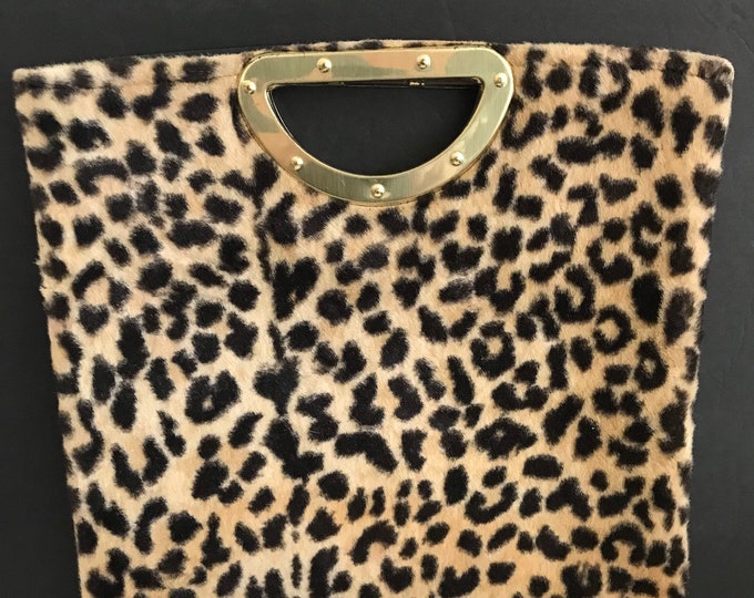 60s Mid Century Rockabilly Pinup Girl FAUX Fur Leopard Clutch Purse ...