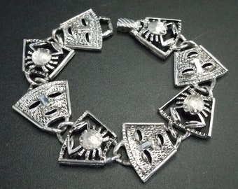 Sarah Coventry Vintage Silver Face Bracelet 1950's 1960's