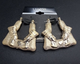 Lot of 4 Vintage Luxor Egyptian Revival Pierced Earrings New Old Stock 1980&#39;s 1990&#39;s
