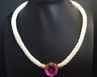 Vintage Pink Rhinestone Choker Necklace, New Old Stock 1970's 1980's Jewelry