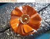 Vintage Orange Gold Flower Metal Brooch 1950 39 s 1960 39 s Flower Power Enamel Jewelry Pop Art Hippy Boho Wedding Bouquet Bridal Accessories