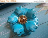 Vintage Aqua Gold Flower Metal Brooch 1950 39 s 1960 39 s Flower Power Enamel Jewelry Pop Art Hippy Boho Wedding Bouquet Bridal Accessories
