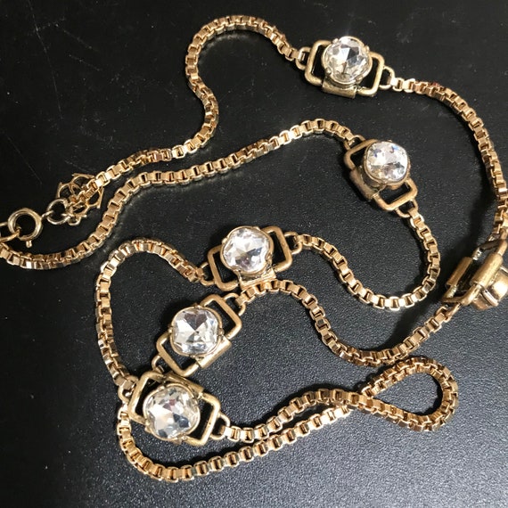 Vintage Rhinestone Necklace, Crystal Statement Nec