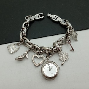 Vintage style watch charm bracelet with 4 charms. UNIQUE!!  925 Vintage Charm Watch - Etsy main image 3