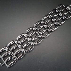 Vintage Black Panel Bracelet Signed Is