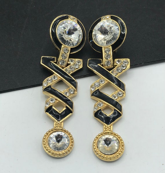 Vintage Rhinestone Earrings, Dangle Drop Earrings… - image 7