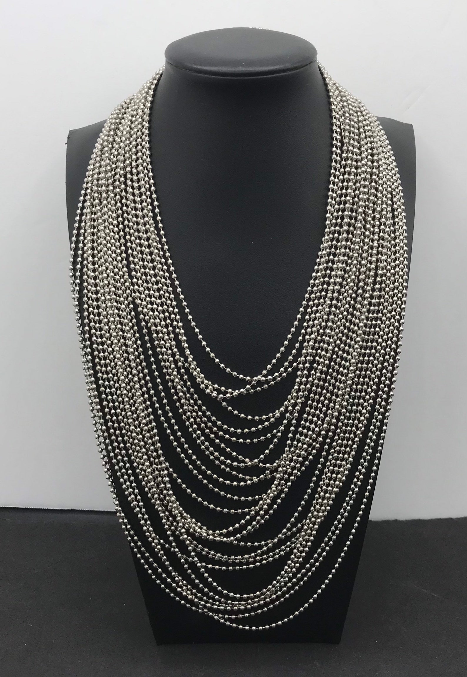 Laura VOGEL New York designer signed 25 strand chain statement Etsy