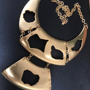 Goldette necklace, designer statement necklace. Bib necklace. 1960s 1970s jewelry image 3