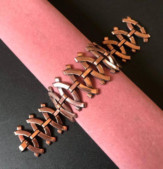 Renoir Vintage Designer Signed Copper Bracelet, 1950 display picture 2