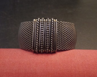 Erica Zap Vintage Designer Signed Metal Mesh Magnetic Clasp Bracelet