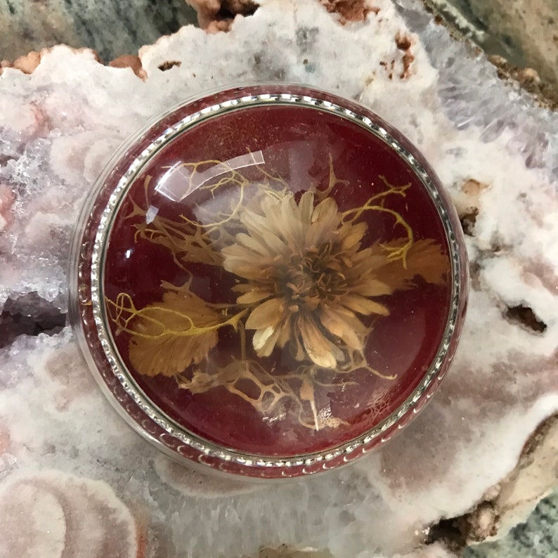 Vintage Dried Flower Flower Paperweight Glass Paperweight Etsy