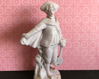 Victorian figurine vintage minstrel male figural Porcelain knickknack