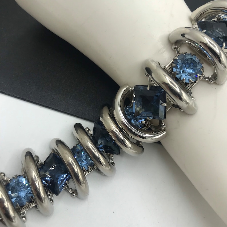 Cobalt Blue & Light Blue Rhinestone Art Deco Mid-century - Etsy