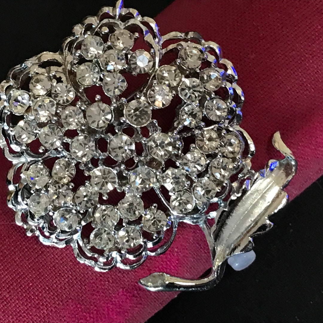 Vintage Sparkling Pink Rhinestone Brooch - 1960s