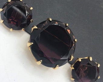 Purple Rhinestone Demi Parure ** Vintage Brooch Pendant Earring Set ** 1930's  1940's Vintage Art Deco Jewelry