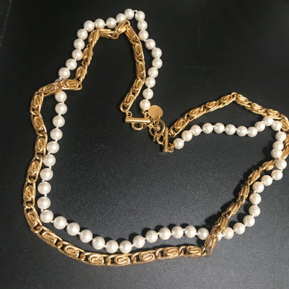 Anne Klein designer signed pearl chain necklace - image 7