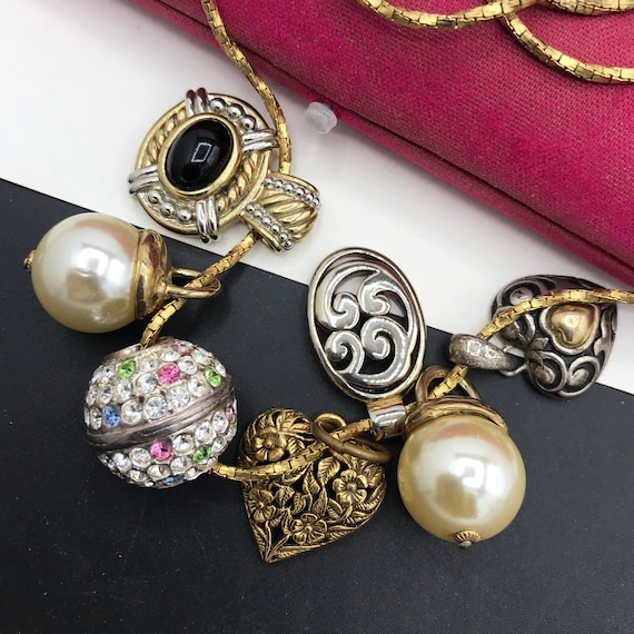 Pendentif Vintage Doré Avec Strass - Bijou Rétro Années 70/80, Métal Doré, Occasion En Bon état