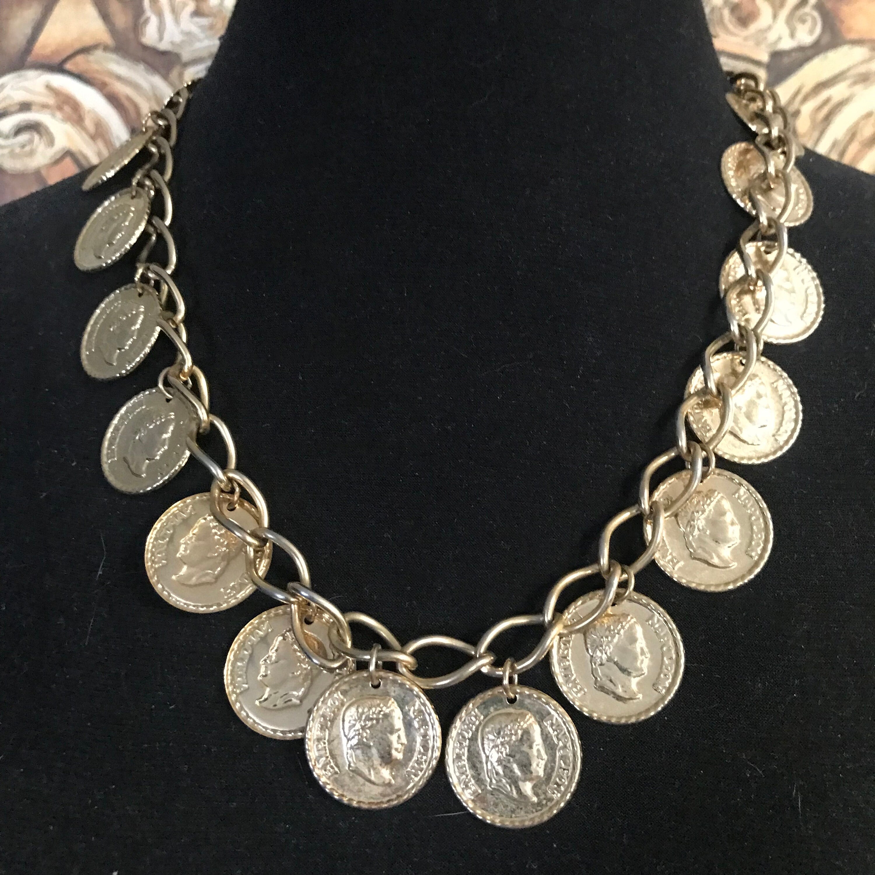 Black Ethnische Vintage Halskette / Collier à breloques noir (Neu