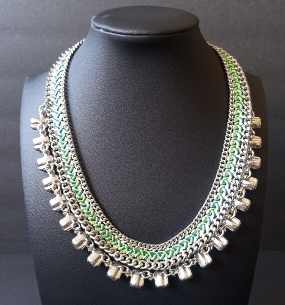 Ann Taylor Vintage Designer Signed 2 Strand Rhinestone Necklace View 3