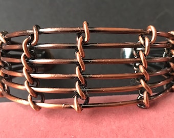 Bracelet Rigide Vintage En Métal Argenté/cuivre - Style épis Années 70 - Occasion