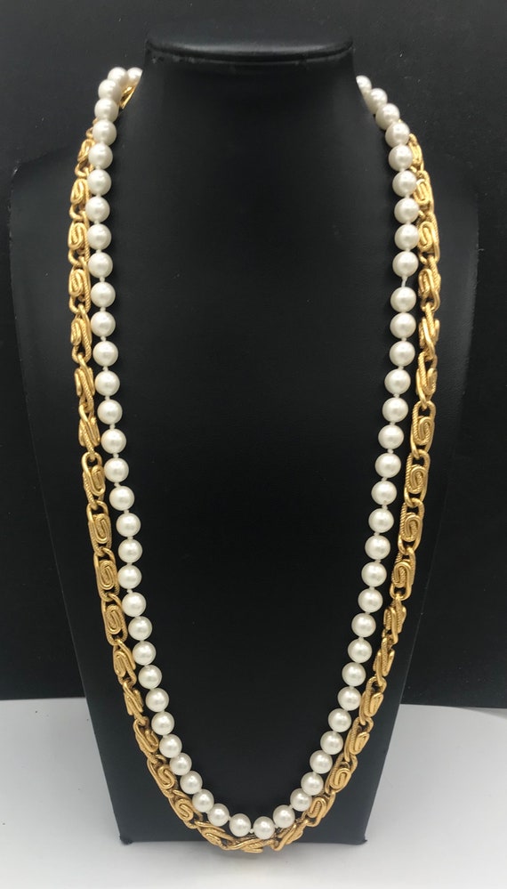 Anne Klein designer signed pearl chain necklace - image 9