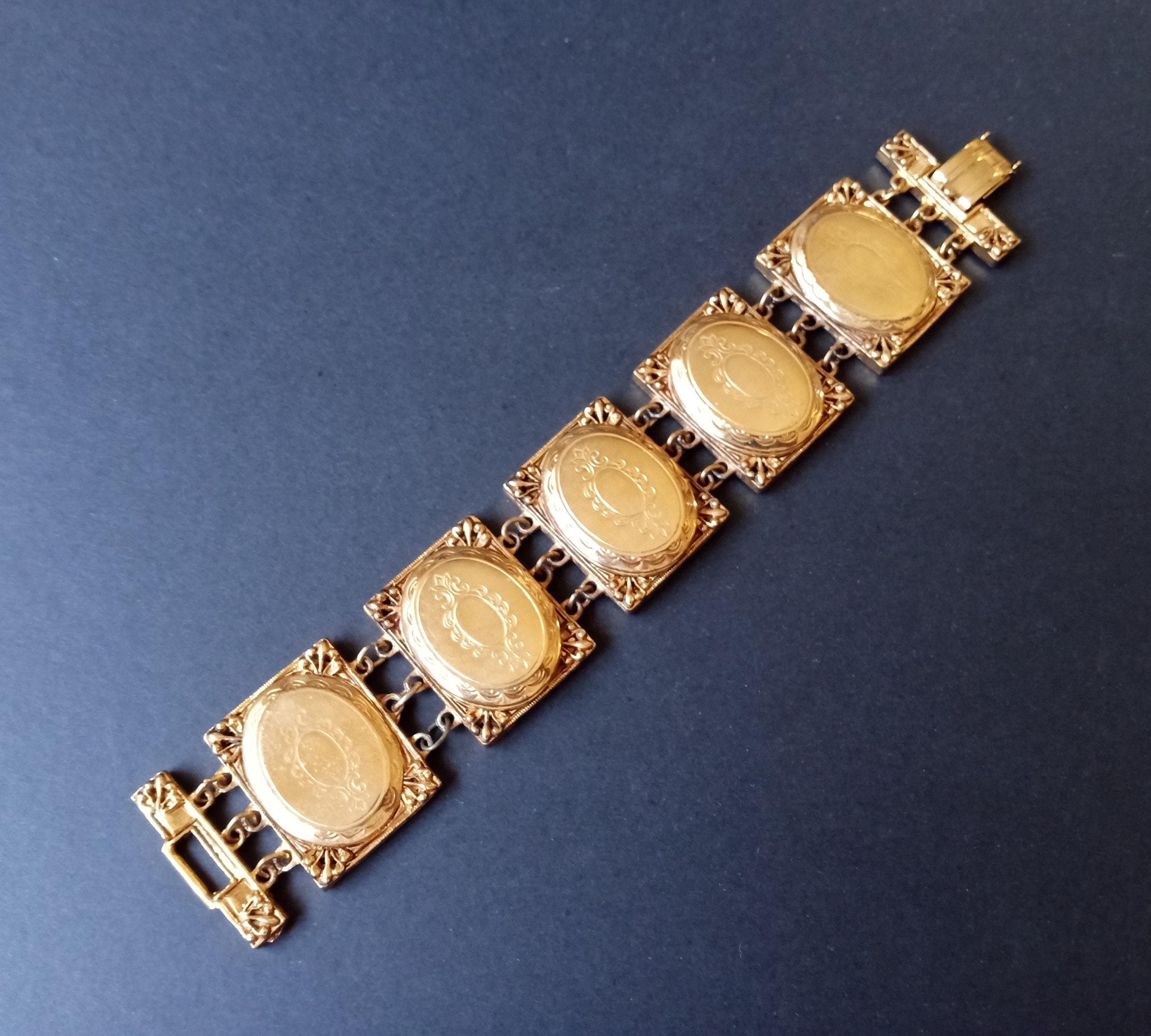 Rare Hattie Carnegie Vintage Locket Gold Tone Panel Bracelet Rare Hattie Carnegie Vintage Locket Gold Tone Panel Bracelet