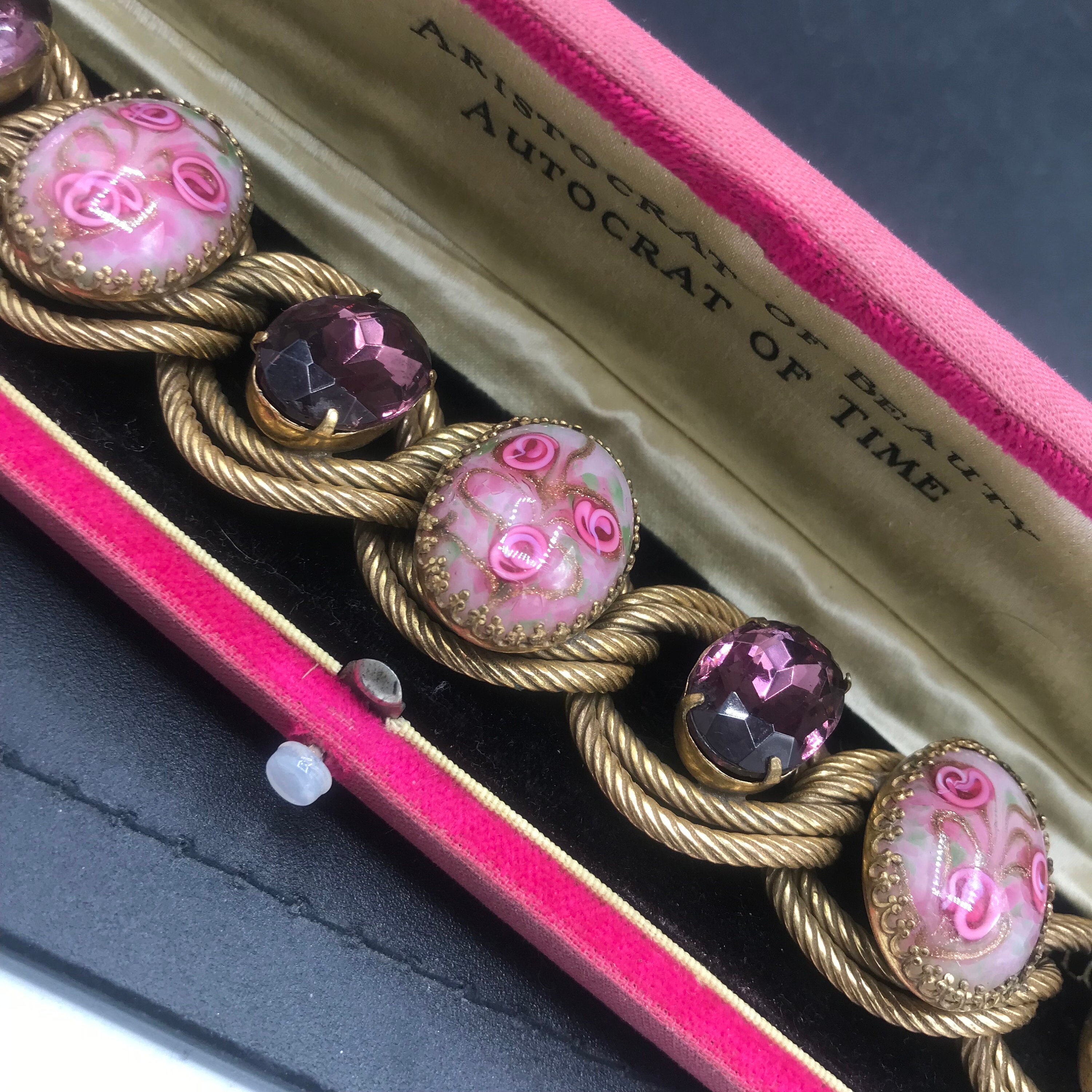 Vintage 1950's Expandable Rhinestone 3 Tier Bracelet, ID 6
